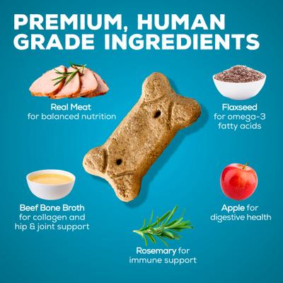 Show full view: Brutus Broth Bone Broth Pork & Apple Biscuits Natural Limited Ingredient Crunchy Dog Treats, 8-oz bag​ slide 6 of 12