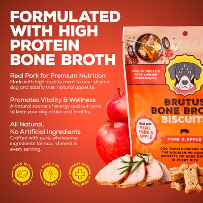 Show full view: Brutus Broth Bone Broth Pork & Apple Biscuits Natural Limited Ingredient Crunchy Dog Treats, 8-oz bag​ slide 4 of 12