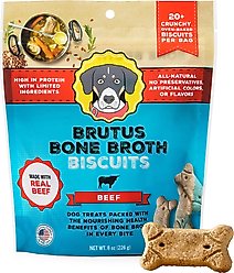 Brutus Broth Bone Broth Beef Biscuits Natural Limited Ingredient Crunchy Dog Treats, 8-oz bag​