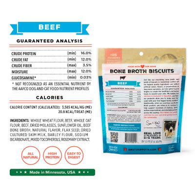 Show full view: Brutus Broth Bone Broth Beef Biscuits Natural Limited Ingredient Crunchy Dog Treats, 8-oz bag​ slide 10 of 12
