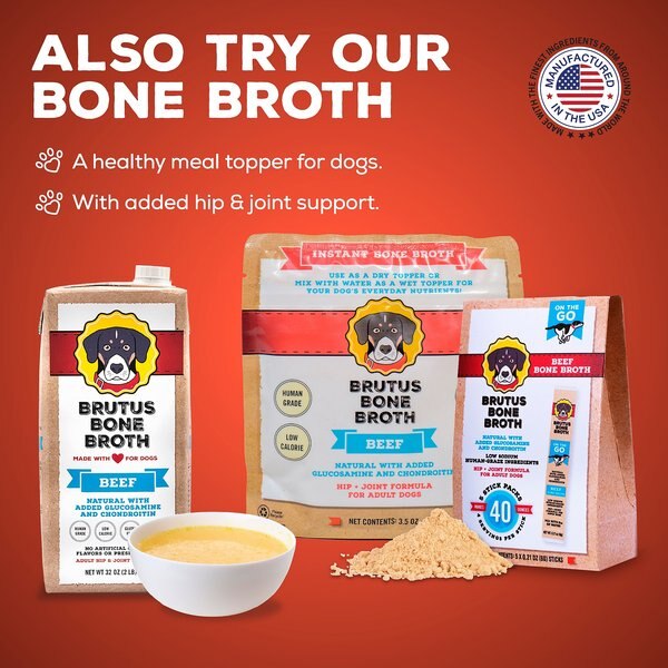 Brutus Broth Bone Broth Beef Biscuits Natural Limited Ingredient Crunchy Dog Treats, 8-oz bag​