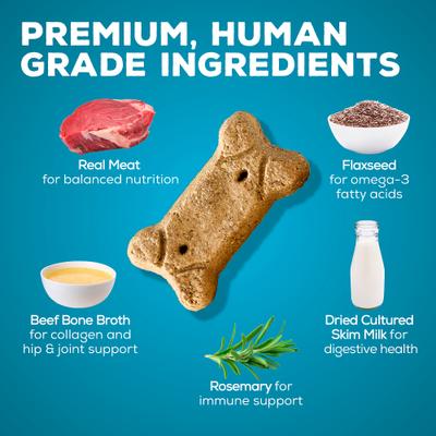 Show full view: Brutus Broth Bone Broth Beef Biscuits Natural Limited Ingredient Crunchy Dog Treats, 8-oz bag​ slide 6 of 12