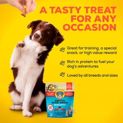 Show full view: Brutus Broth Bone Broth Beef Biscuits Natural Limited Ingredient Crunchy Dog Treats, 8-oz bag​ slide 5 of 12