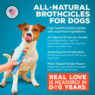 Show full view: Brutus Broth Brothcicles Turkey Bone Broth Flavor with Superfoods for Hydration Dog Wet Food Topper, 2-oz pouch, case of 6 slide 3 of 11