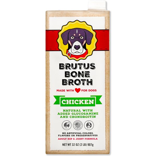 Brutus Broth Chicken Bone Broth Hip & Joint with Glucosamine Grain-Free Dog Food Topper, 16.9-oz box​