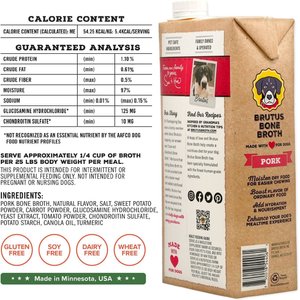 Brutus Broth Pork Bone Broth Hip & Joint with Glucosamine Dog Food Topper, 32-oz box