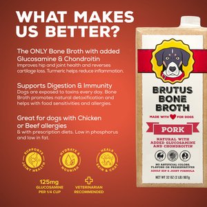 Brutus Broth Pork Bone Broth Hip & Joint with Glucosamine Dog Food Topper, 32-oz box