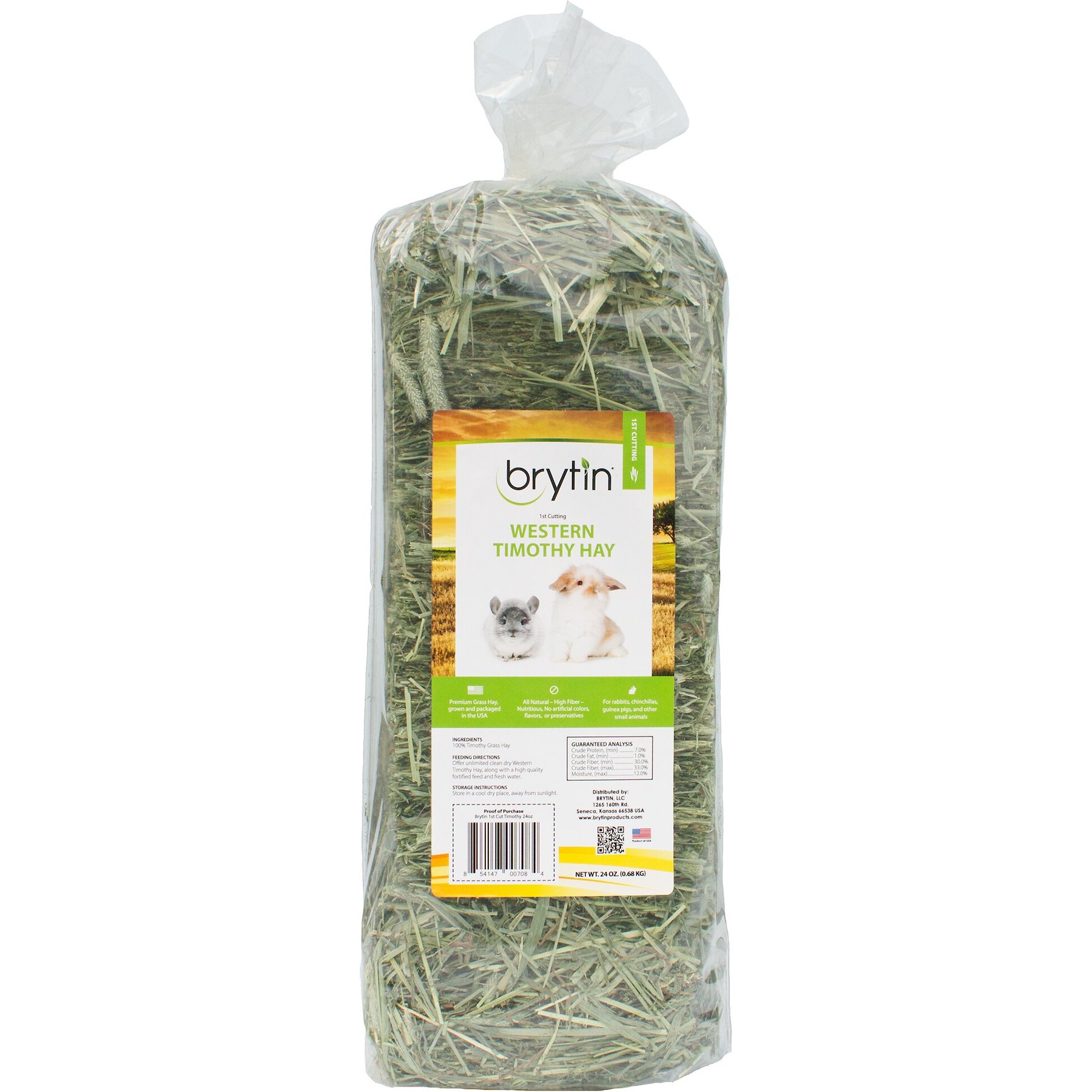 Brytin 1st Cutting All-Natural Western Timothy Hay Chinchilla Food, 24-oz bag