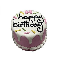 Bubba Rose Biscuit Co. Natural Peanut Butter Flavored Pink Dog Birthday Baby Cake Crunchy Dog Treat, 1 count slide 1 of 4