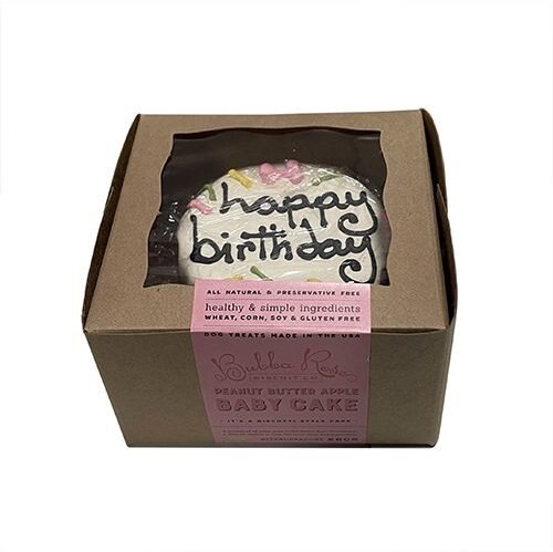 Bubba Rose Biscuit Co. Natural Peanut Butter Flavored Pink Birthday Cake Crunchy Dog Treats, 1 count