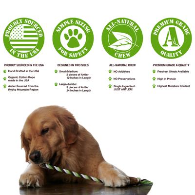 Show full view: Buck Bone Organics Antler Rope Dog Toy, Large slide 5 of 7