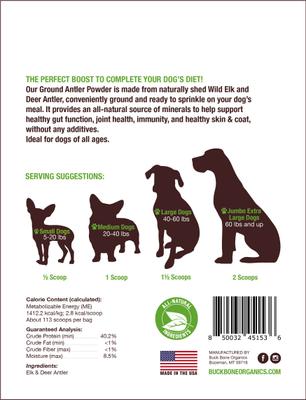 Show full view: Buck Bone Organics Ground Antler Powder Dog Food Topping, 8-oz bag slide 4 of 4