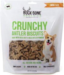 Buck Bone Organics Mini Antler Biscuits Dog Treats, 16-oz bag