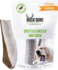 Buck Bone Organics Split Elk Antler Dog Treats, 2 count bag, Large