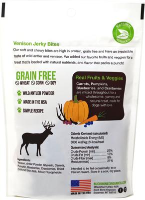 Show full view: Buck Bone Organics Venison Jerky Bites Dog Treats, 12-oz bag slide 3 of 4