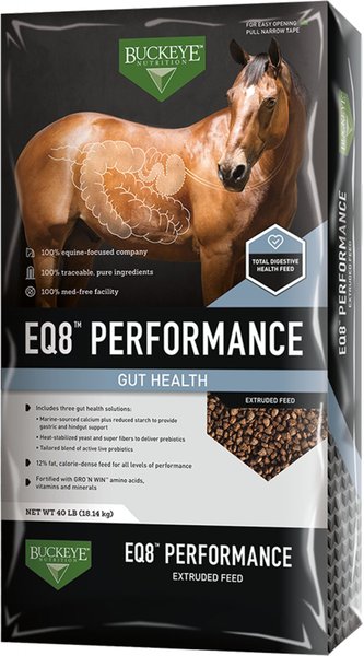 Buckeye Nutrition EQ8 Performance Gut Health Horse Feed, 40-lb bag