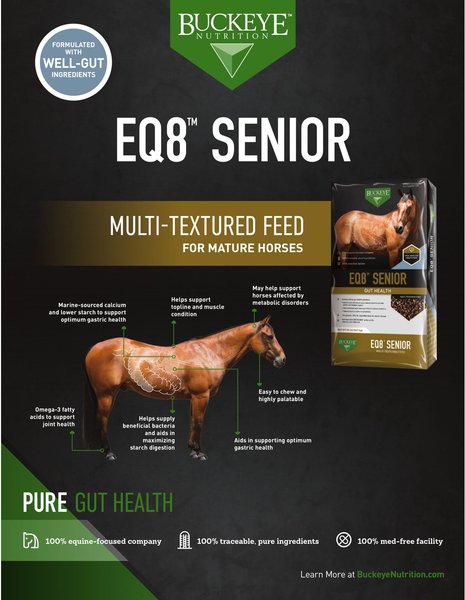 Show full view: Buckeye Nutrition EQ8 Senior Horse Feed, 50-lb bag slide 4 of 5