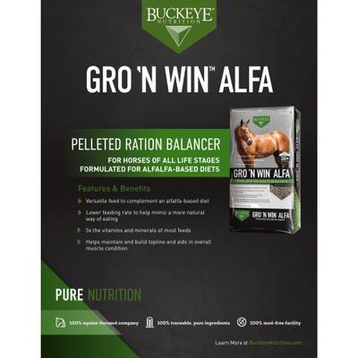 Show full view: Buckeye Nutrition Gro 'N Win Alfa Horse Feed, 50-lb bag slide 4 of 5