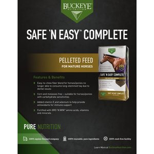 Buckeye Nutrition Safe 'N Easy Complete Low Sugar, Low Starch Horse Feed, 50-lb bag