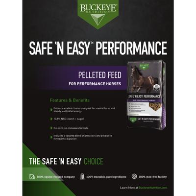Show full view: Buckeye Nutrition SAFE 'N 'EASY Performance Horse Feed, 50-lb bag slide 4 of 5
