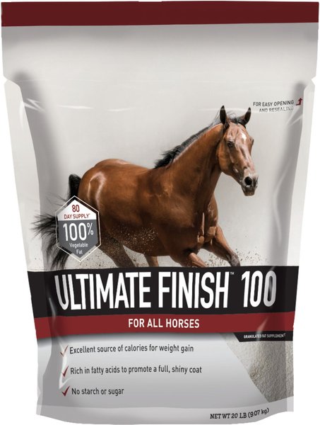 Show full view: Buckeye Nutrition Ultimate Finish 100 Weight Gain Granules Horse Supplement, 20-lb soft pack slide 1 of 5