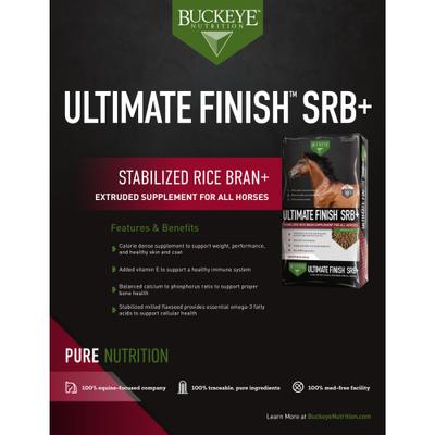 Show full view: Buckeye Nutrition Ultimate Finish SRB+ Stabilized Rice Bran Pellets Horse Supplement, 30-lb bag slide 4 of 5
