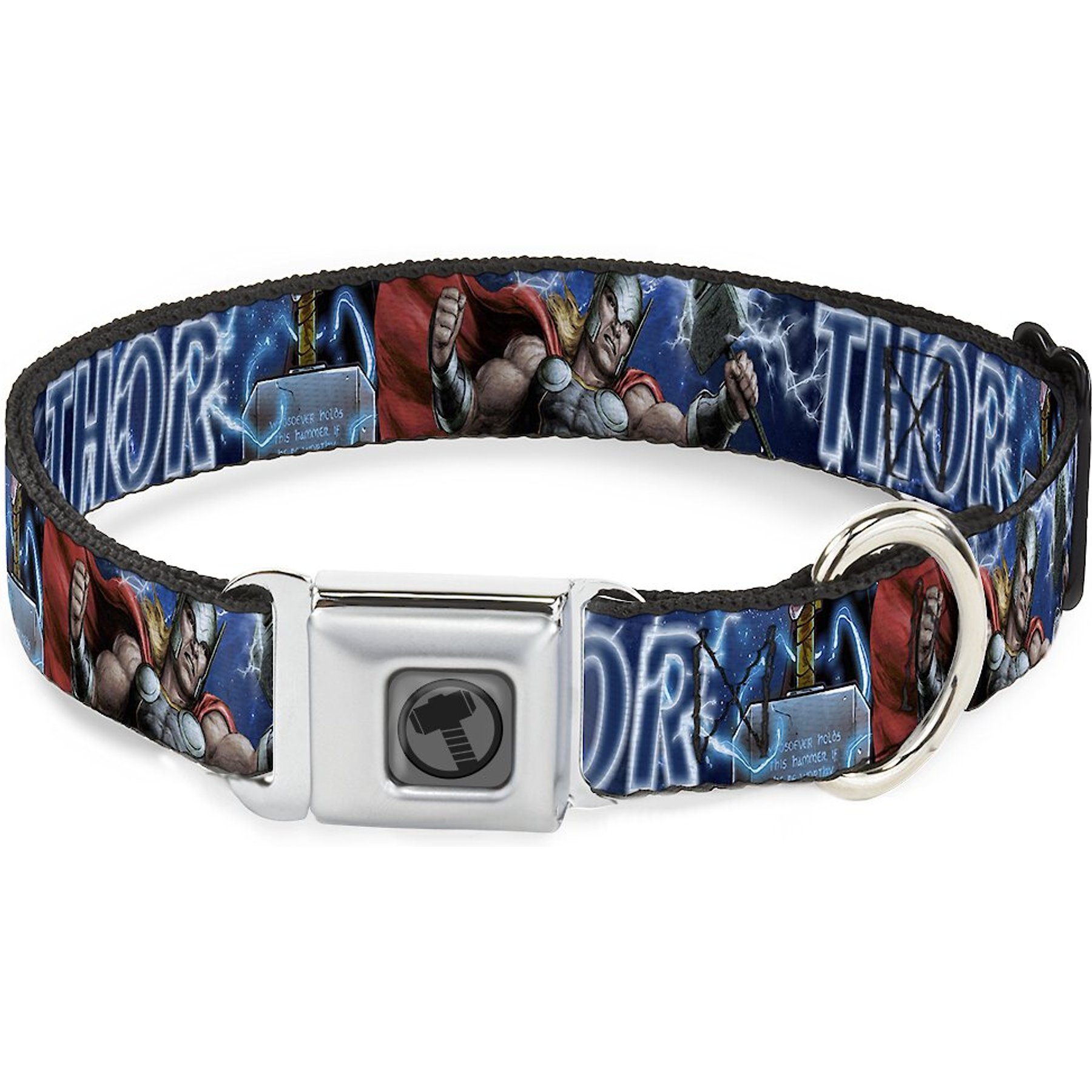Buckle-Down Avengers Thor Hammer Dog Collar, Large