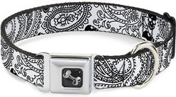 Buckle-Down Bandana Skulls Dog Collar, White, Small