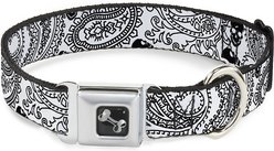 Buckle-Down Bandana Skulls Dog Collar, White, Wide-Medium