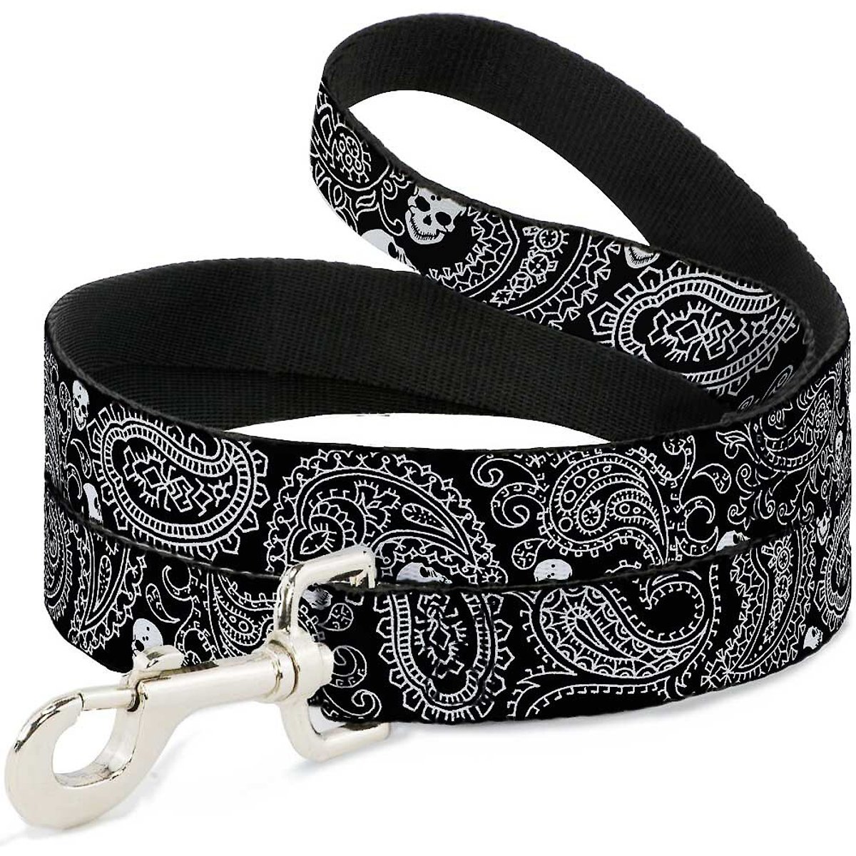 Buckle-Down Bandana Skulls Dog Leash, Black