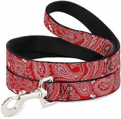 Buckle-Down Bandana Skulls Dog Leash, Red