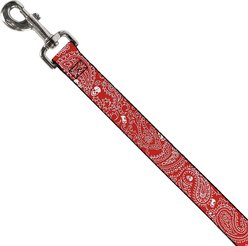 Buckle-Down Bandana Skulls Dog Leash, Red slide 2 of 4