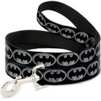 Buckle-Down Batman Shield Dog Leash, Black/Silver