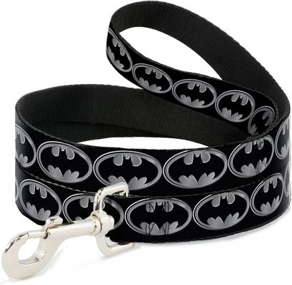 Show full view: Buckle-Down Batman Shield Leash, Black/Silver + Batman Shield Dog Collar, Medium: 11 to 16.5-in neck, 1-in wide slide 2 of 9