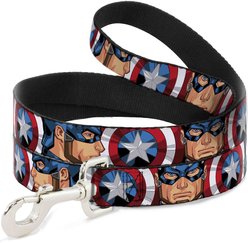 Buckle-Down Captain America Polyester Standard Dog Leash, Medium: 6-ft long, 1-in wide slide 1 of 4