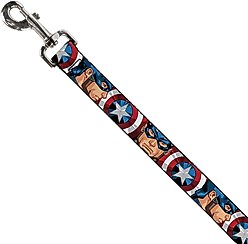 Buckle-Down Captain America Polyester Standard Dog Leash, Small: 4-ft long, 1-in wide slide 2 of 4