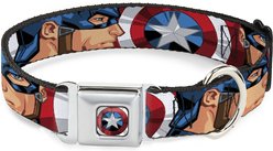 Buckle-Down Captain America Shield Polyester Dog Collar, Medium Wide: 16 to 23-in neck, 1.5-in wide