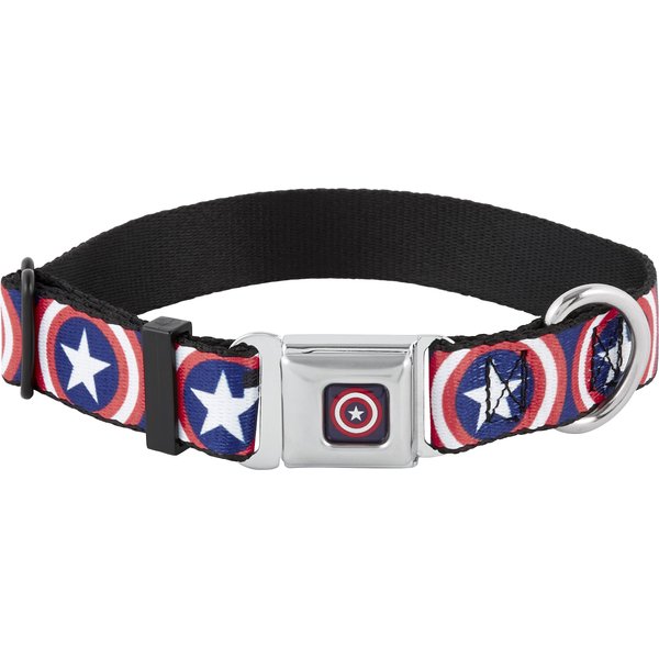 Marvel Comics Pet Collar, Dog Collar Plastic Buckle, Black Panther Poses Stacked Comics Grays Yellow Blue Red 15 To 24 Inches 1 0 Inch Wide