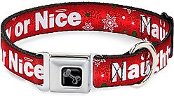 Buckle-Down Christmas NAUGHTY OR NICE Dog Collar, Wide-Medium