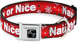 Buckle-Down Christmas NAUGHTY OR NICE Dog Collar, Wide-Small