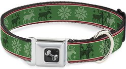 Buckle-Down Christmas Stitch Dog Collar, Wide-Large