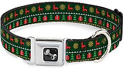 Buckle-Down Christmas Sweater Stitch Dog Collar, Medium