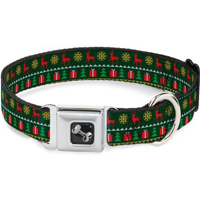 Buckle-Down Buckle-Down Christmas Sweater Stitch Dog Collar, Wide-Medium