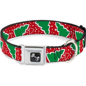 Buckle-Down Christmas Trees Dog Collar, Large