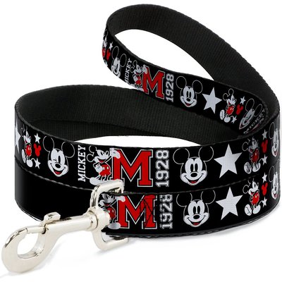 Buckle-Down Buckle-Down Classic Mickey Mouse Polyester Standard Dog Leash, Small: 4-ft long, 1-in wide
