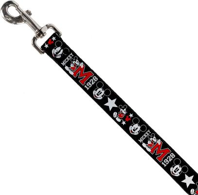Show full view: Buckle-Down Classic Mickey Mouse Polyester Standard Dog Leash, Small: 4-ft long, 1-in wide slide 2 of 4