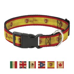 Buckle-Down Country Plastic Clip Polyester Dog Collar, Large: 15 to 26-in neck, 1-in wide, Spain