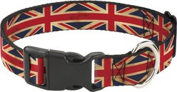 Buckle-Down Country Plastic Clip Polyester Dog Collar, Medium: 11 to 17-in neck, 1-in wide, United Kingdom