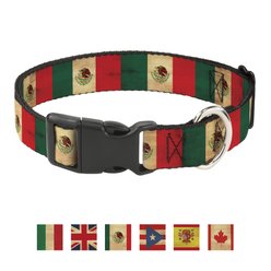 Buckle-Down Country Plastic Clip Polyester Dog Collar, Small: 9 to 15-in neck, 1-in wide, Mexico