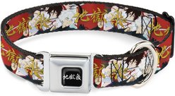 Buckle-Down Crunchyroll Hells Paradise Gabimaru & Sagiri Title Pose & Logo Metal Seatbelt Buckle Polyester Dog Collar, Red, Medium: 11 to 16.5-in neck, 1-in wide